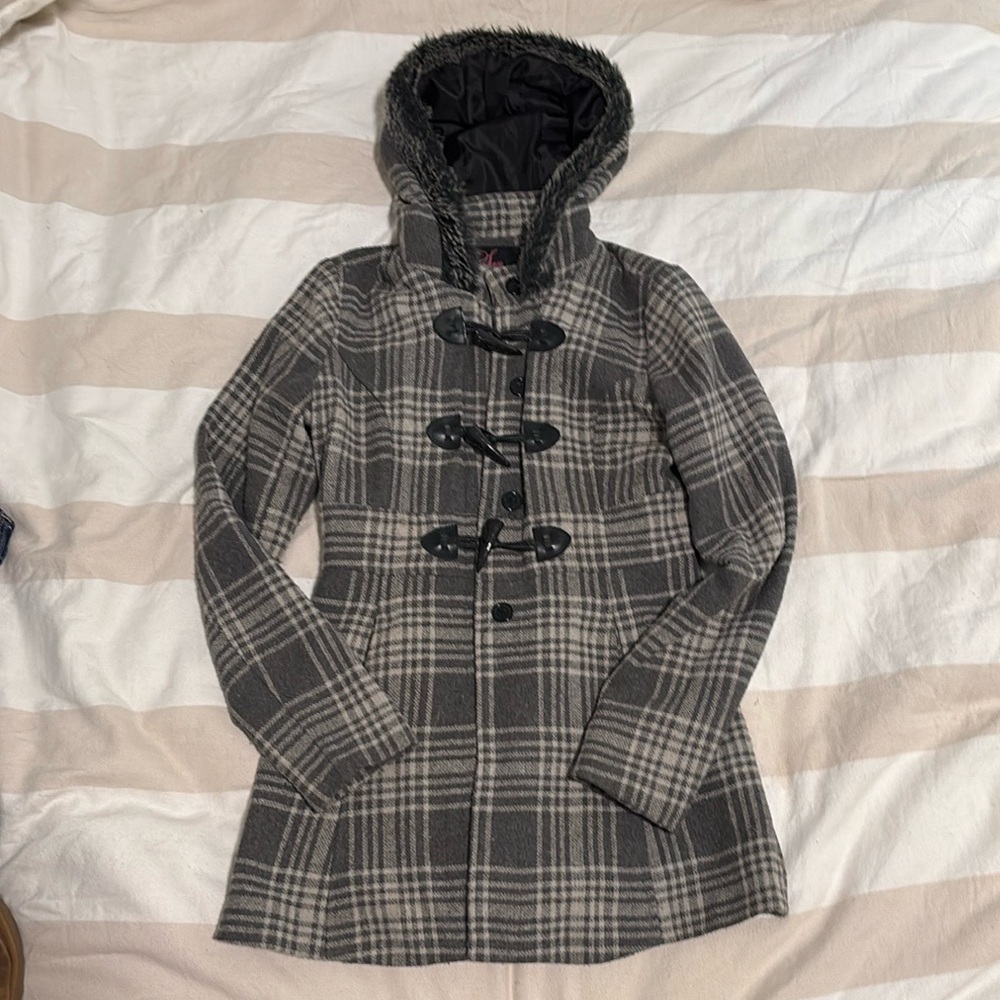Say What? Black and Gray Coat with Classic Design